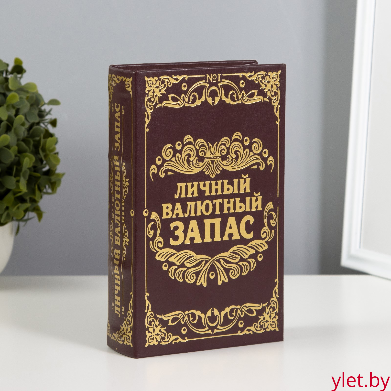 Сейф дерево книга кожа "Личный валютный запас" 21х13х5 см