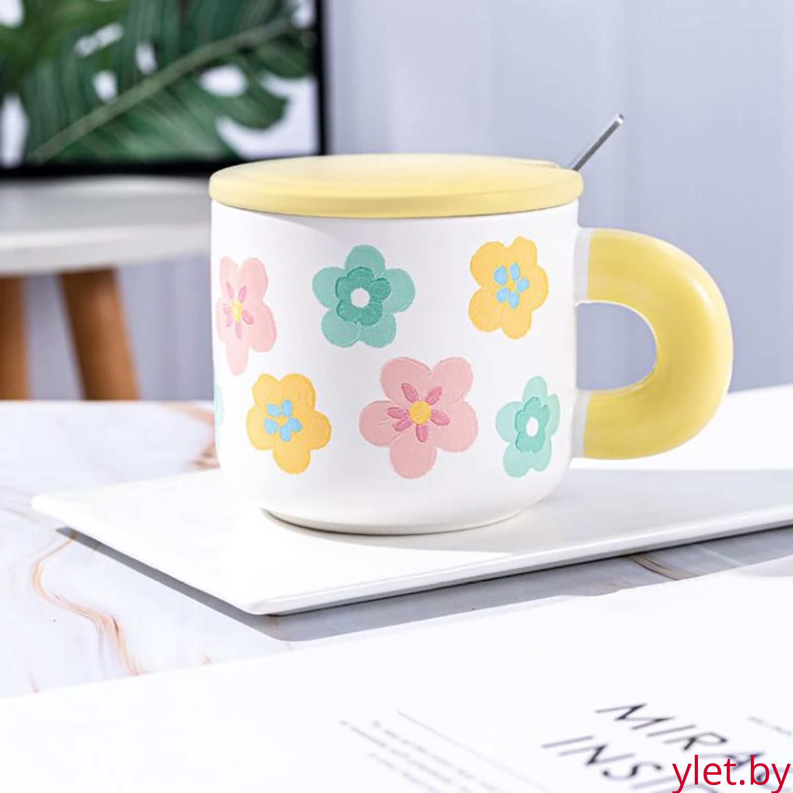 Кружка «Flower power», yellow (450  ml)