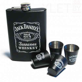 Набор с фляжкой и стопками Jack Daniels черный