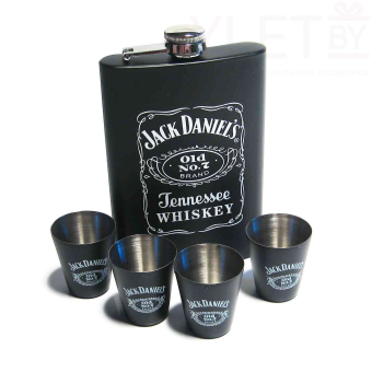 Набор с фляжкой и стопками Jack Daniels черный