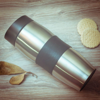 Термокружка с кнопкой 400ml (черная)