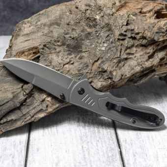 Нож складной механический Boker серый матовый DA48