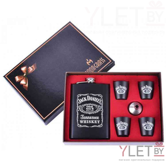Набор с фляжкой и стопками Jack Daniels черный