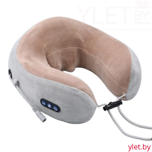 Подушка-подголовник U-образная с массажером, USB-подзарядка (синий)