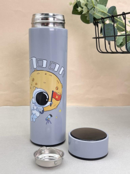 Термос с датчиком температуры «Happy friends, space», beige (500 ml)