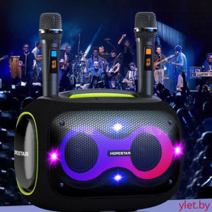 Портативная колонка Hopestar Party Box 120W с двумя микрофонами Черная