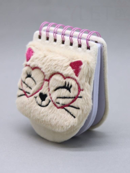 Блокнот плюшевый «Heart Glasses pink», cat (13*10 см)