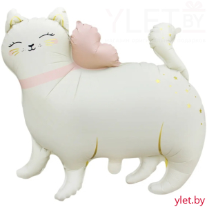 Шар (27''/69 см) Фигура, Кошечка с бантом, Сатин
