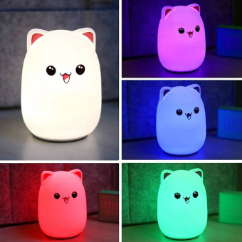 Силиконовый LED ночник Котик