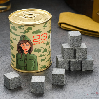 Набор камней для виски "23 февраля", в консервной банке, натуральный стеатит, 9 шт