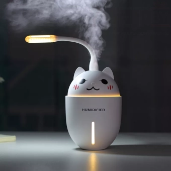 USB Увлажнитель "Твой котик", с лампой и вентилятором (белый)
